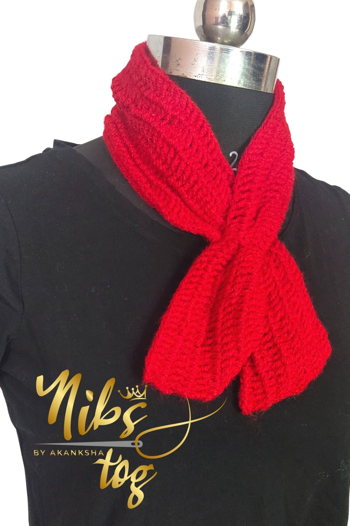 Winter Red Ascot Scarf Bow Tie Style Scarf Collar Neck Warmer Scarf