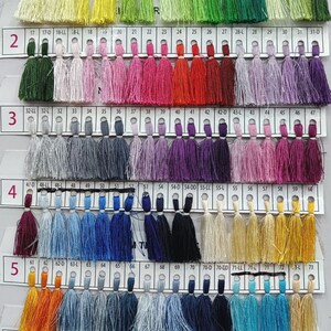 May include: A color chart of thread spools with a variety of colors, including white, black, red, blue, green, yellow, and purple. The chart is labeled with numbers from 1 to 90. The chart is labeled "NEELAM THREAD PVT. LTD."