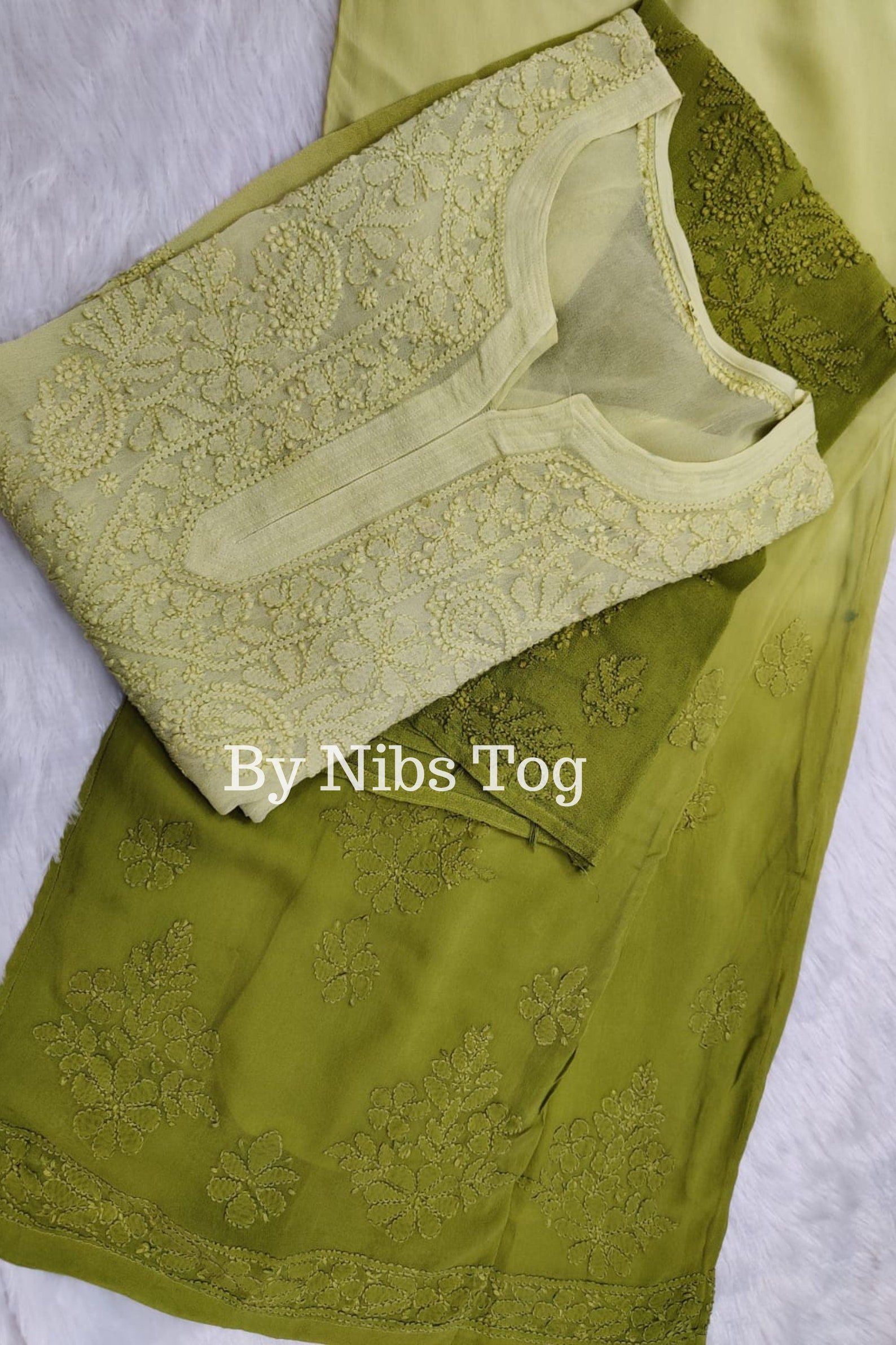 Ombre Chikankari Kurta Palazzo Set With Dupatta FREE Inner Indian ...