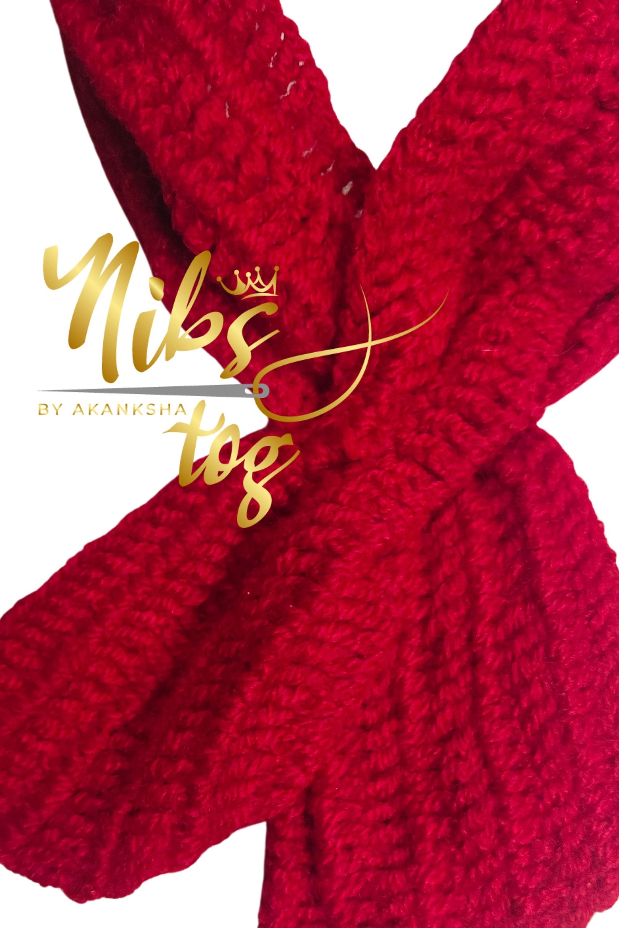 Winter Red Ascot Scarf Bow Tie Style Scarf Collar Neck Warmer Scarf