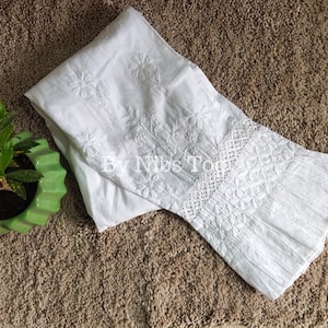 Lucknowi Chikankari Pants Stretchable White Cotton Pants, Ankle Length Pants Chikankari for Indian Kurta, Straight Pants, Indian Clothes