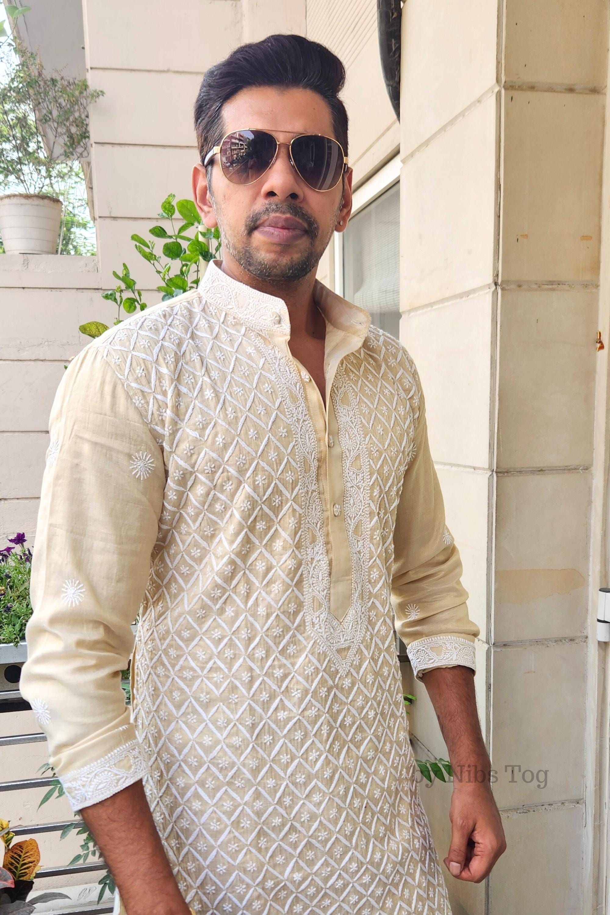 Chikankari Mens Silk Kurta With Churidar Indian Ethnic Wedding Wear - Etsy  Canada