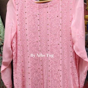 Customizable Handmade Chikankari Anarkali Suit for Women : Indian Wedding Dress image 11