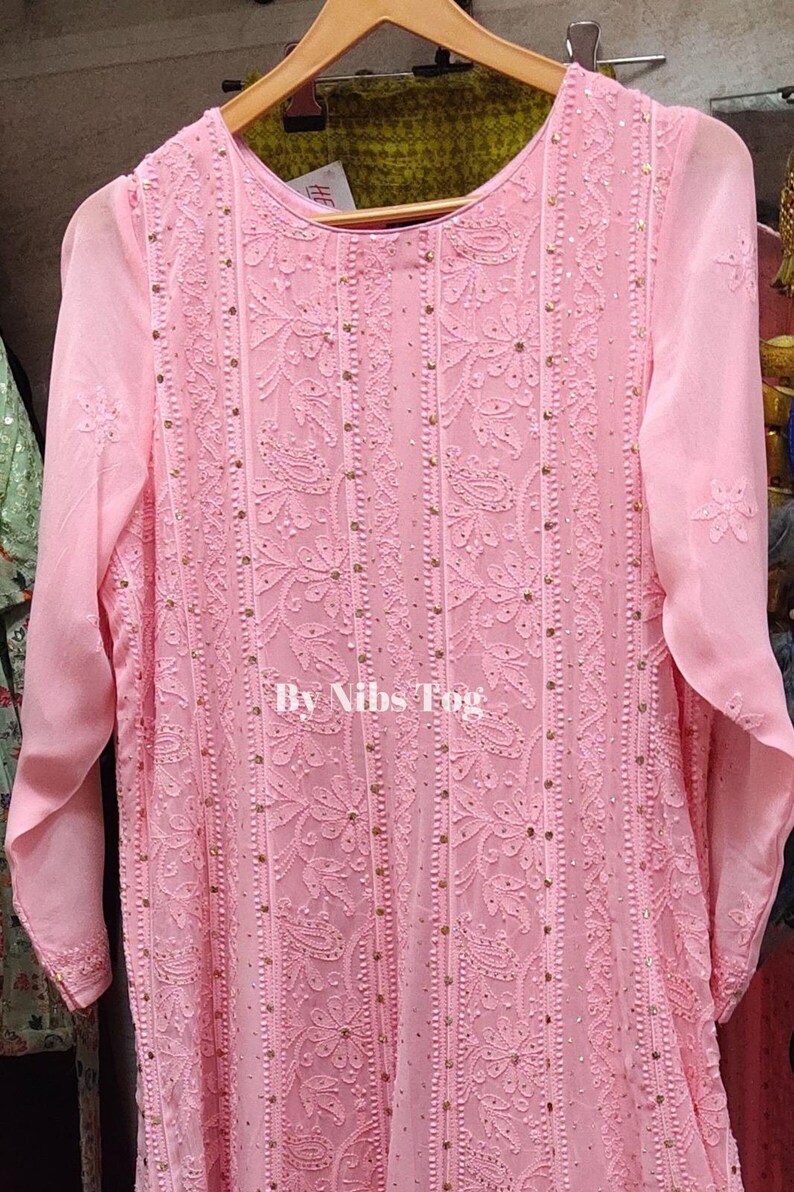 Customizable Handmade Chikankari Anarkali Suit for Women : Indian Wedding Dress image 11