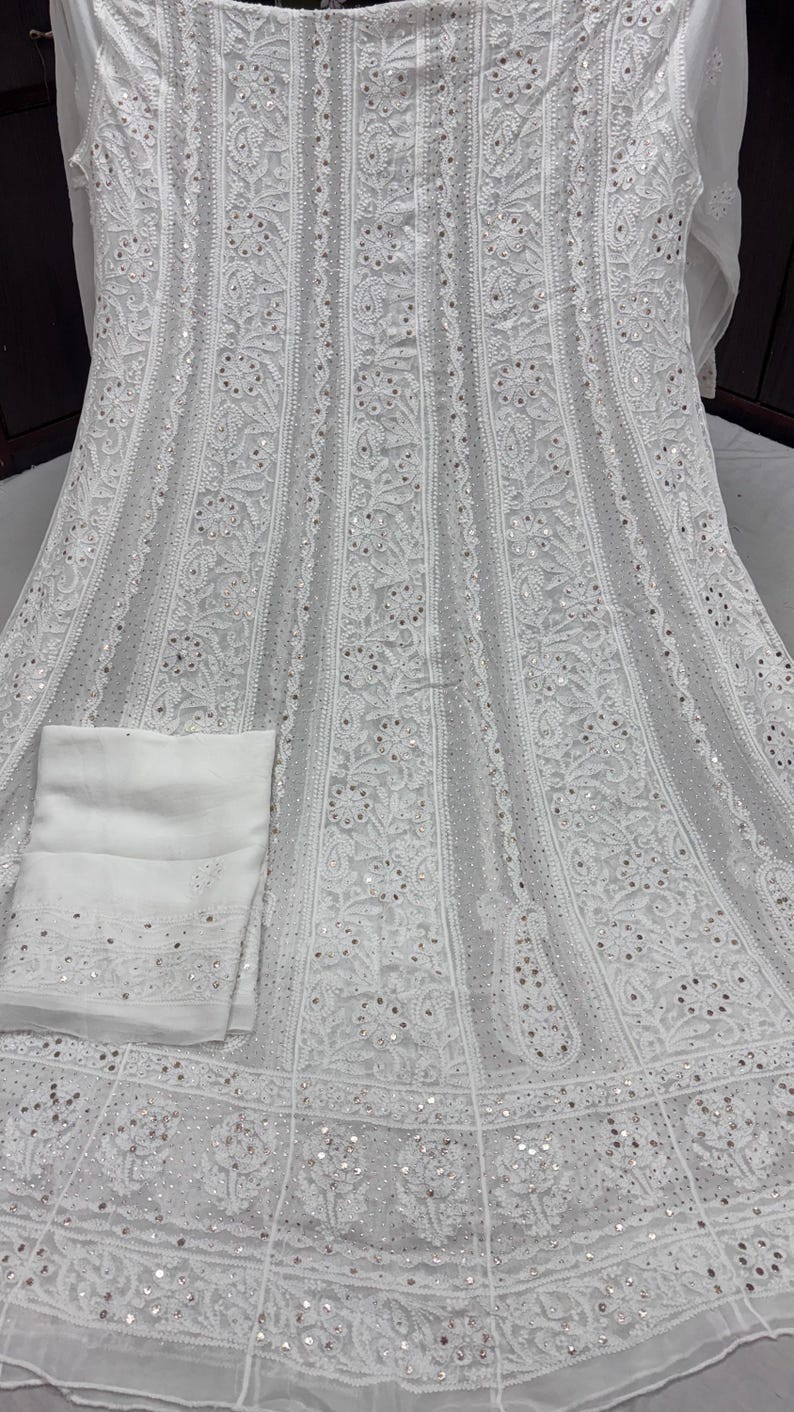 Customizable Handmade Chikankari Anarkali Suit for Women : Indian Wedding Dress image 6