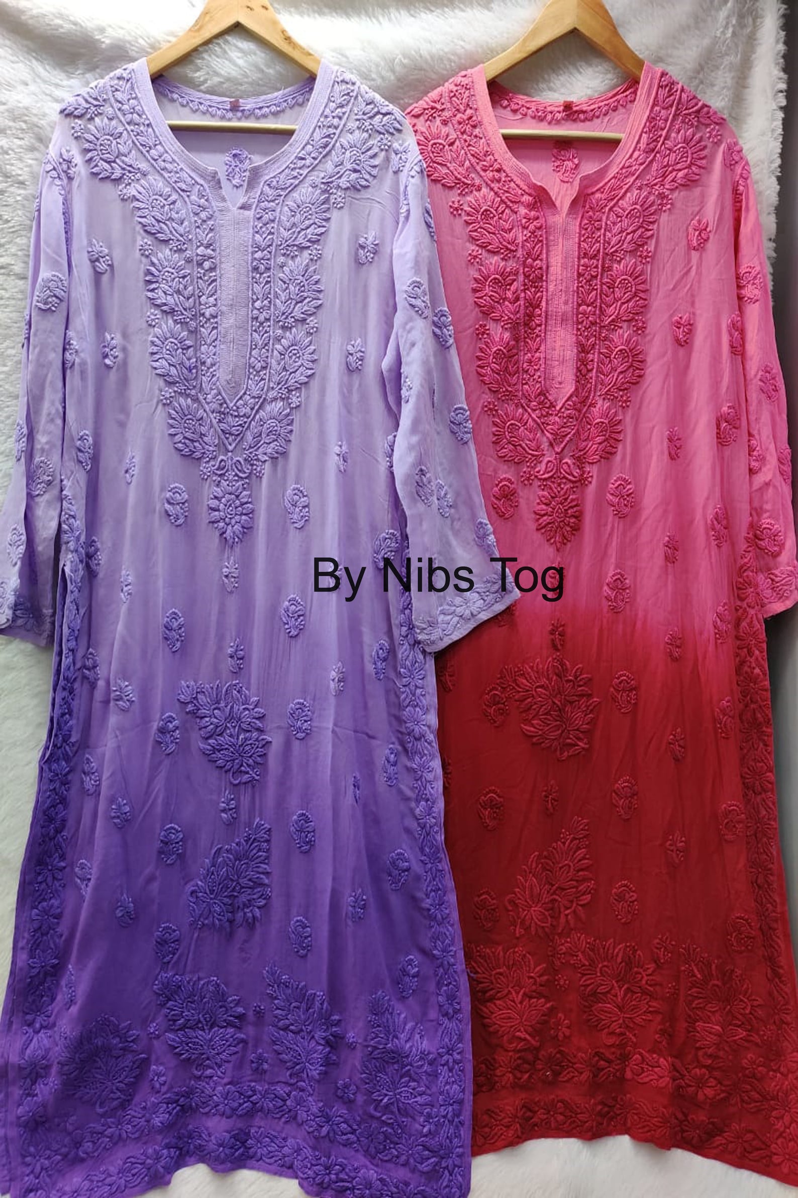 Women's Lucknowi Handcrafted Viscose Georgette Semi - Stitched Chikankari Anarkali and Dupatta Set- HONC0283218 main image 0