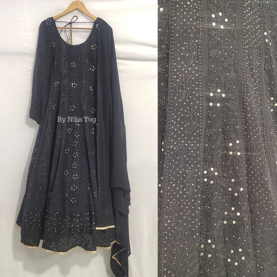 Chiffon Black Lucknowi Chikankari Suit at Rs 1500 in Lucknow | ID:  2852054470530
