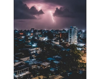 Bangladesh Storm Print – Night Village, Travel Photography