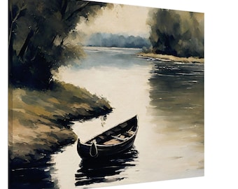 Bangladesh River Boat Canvas Print – Village Nature Wall Art