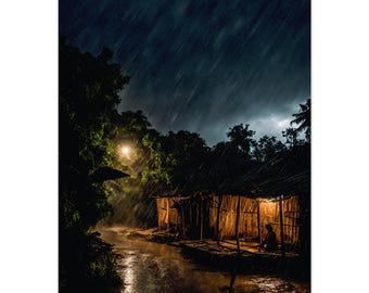 Bangladesh Regnig Natt Poster: Väggkonst i bystorm