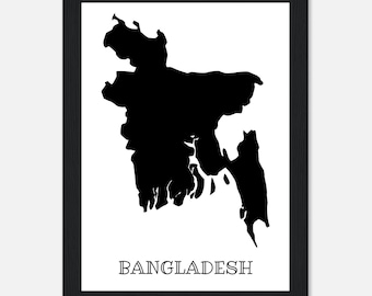 Lámina artística del mapa de Bangladesh – Póster moderno enmarcado