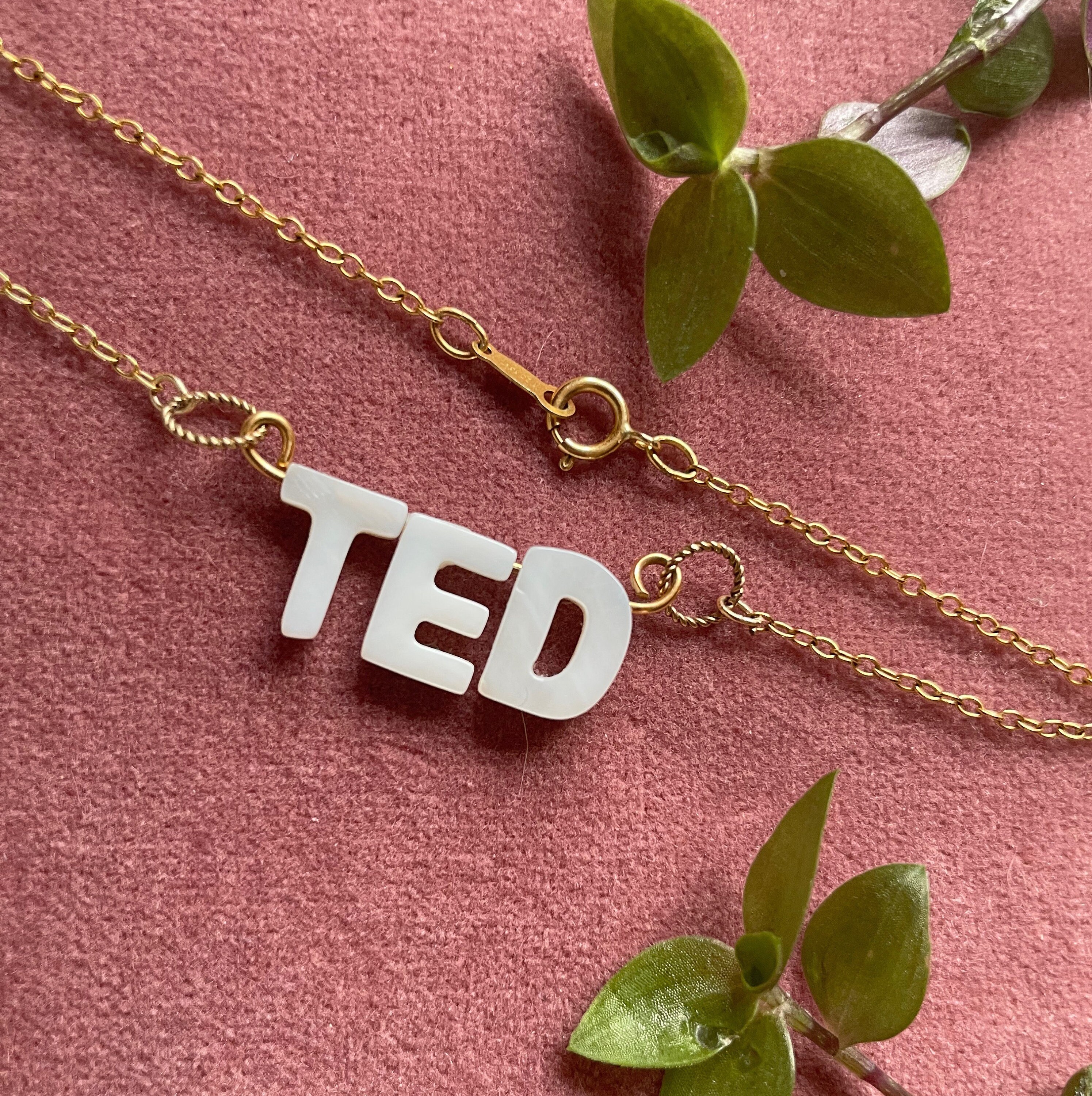 Pearl Letters Initial Necklace Gold 