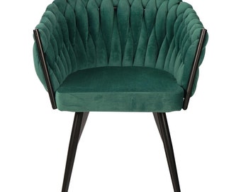 FIBI Stuhl im glamourösen Stil. Grün und Schwarz