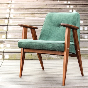 Original Polish mid-century armchair model 366, designed by J. Chierowski, Poland, 1960. Personalization.