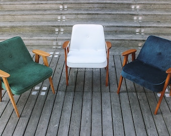 Original Polish mid-century armchair model 366, designed by J. Chierowski, Poland, 1960. Personalization.