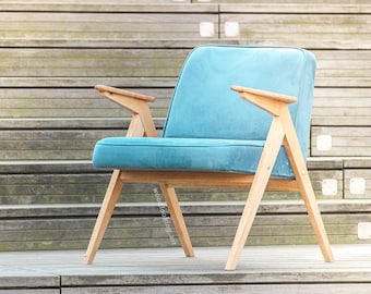 Original mid-century armchair "Bunny" model 300-177, designed by J. Chierowski, Poland, 1960. Personalization.