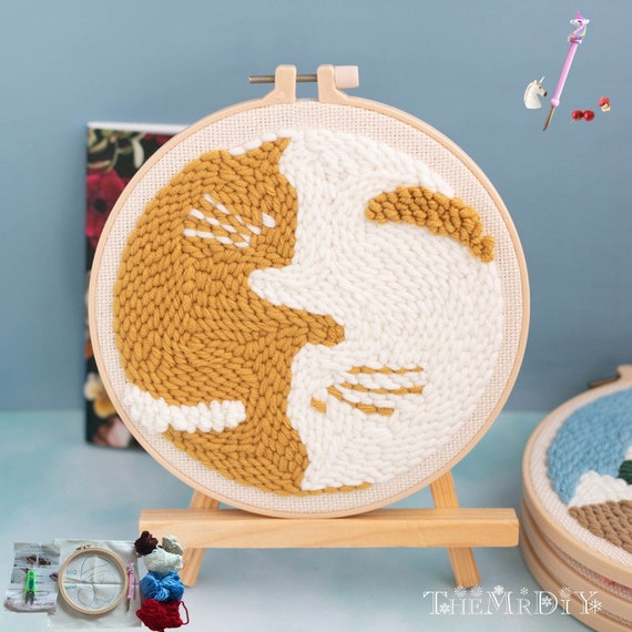 Starter Punch Embroidery Kit Loving Couple Beginner Punch needle kit DIY Embroidery Kit Free Unicorn Punch Needle Personalized Gift