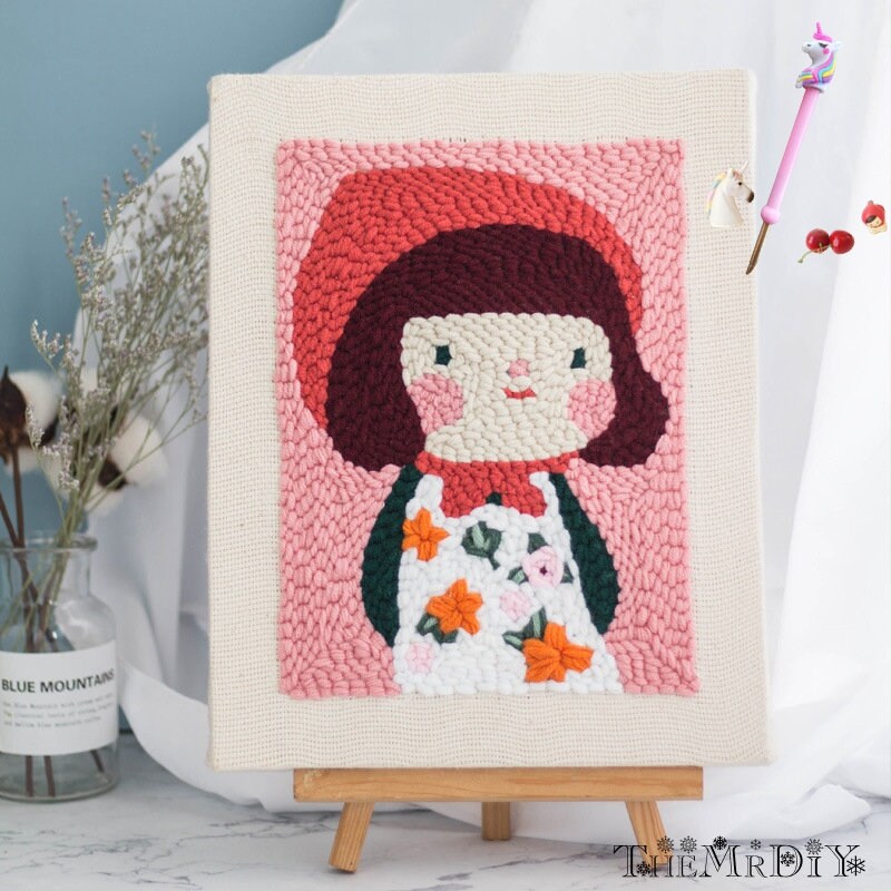 Starter Punch Embroidery Kit Loving Couple Beginner Punch needle kit DIY Embroidery Kit Free Unicorn Punch Needle Personalized Gift