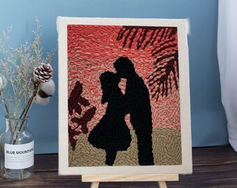Starter Punch Embroidery Kit Loving Couple Beginner Punch needle kit DIY Embroidery Kit Free Unicorn Punch Needle Personalized Gift