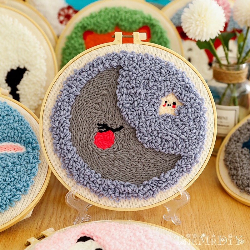 Starter Punch Embroidery Kit Loving Couple Beginner Punch needle kit DIY Embroidery Kit Free Unicorn Punch Needle Personalized Gift