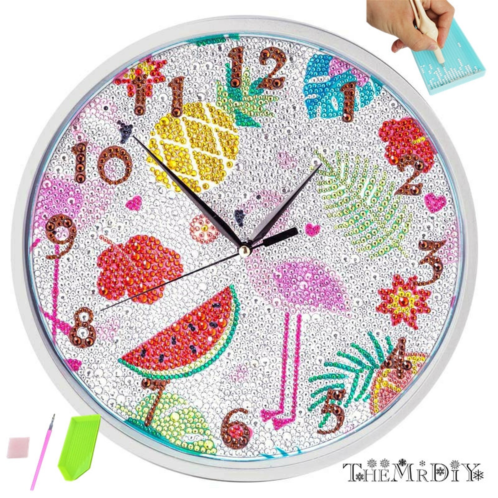 5D Diamond Painting Clock DIY Diamond Painting Kit Wall Clock Etsy