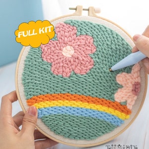 Starter Punch Embroidery Kit Loving Couple Beginner Punch needle kit DIY Embroidery Kit Free Unicorn Punch Needle Personalized Gift