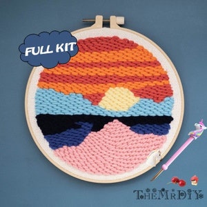 Starter Punch Embroidery Kit Loving Couple Beginner Punch needle kit DIY Embroidery Kit Free Unicorn Punch Needle Personalized Gift