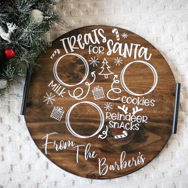 Large 16" Personalized Dear Santa Serving Tray | Cookies For Santa Tray | Round Christmas Tray