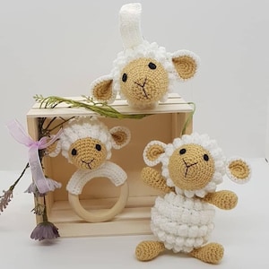 Baby Geschenk Set - Lamm Kinderwagen Spielzeug und Puppe