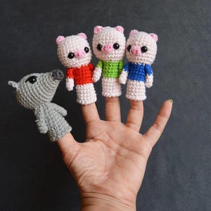 Funny finger Puppets - Three Little Pigs (4 figures)