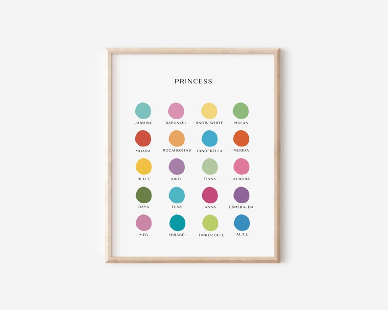 Princess Color Palette Print - Etsy