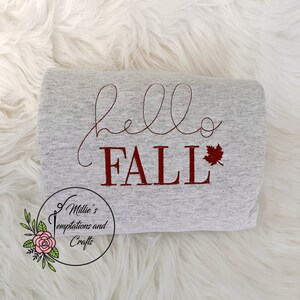 Embroidered hello fall sweatshirt