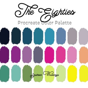 The Eighties Procreate color palette, bright colors, Procreate swatches file