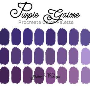 Paleta de colores Purple Galore de Procreate, tonos morados, archivo de muestras de Procreate
