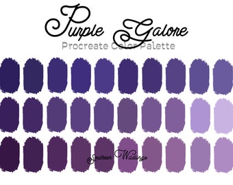 Paleta de colores Purple Galore de Procreate, tonos morados, archivo de muestras de Procreate