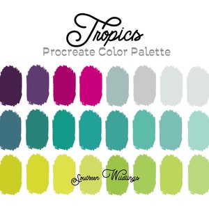 Tropics Procreate color palette, bright colors, Procreate swatches file