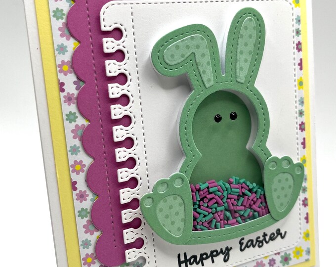 Handmade Easter Bunny Shaker Card Flowers Happy Easter - Etsy