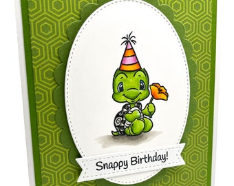 Handmade Snappy Birthday Turtle Card