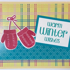 Handmade Warm Winter Wishes Mittens Card