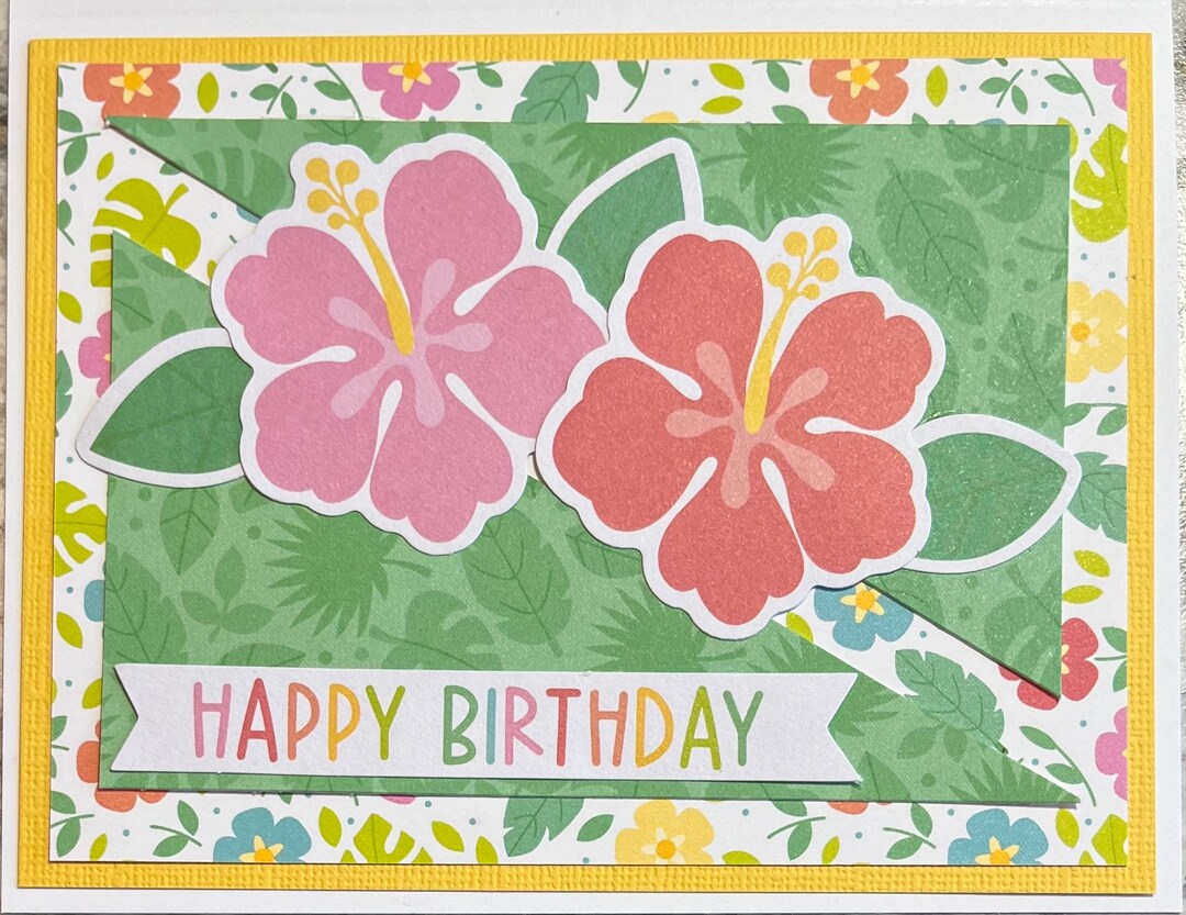 Handmade Happy Birthday Card Flowers Bright Colors - Etsy