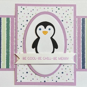Handmade Penguin winter holiday card Card