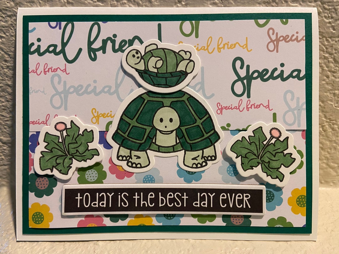Handmade Happy Birthday Turtle Card - Etsy