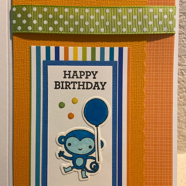 Handmade Happy Birthday Monkey Card
