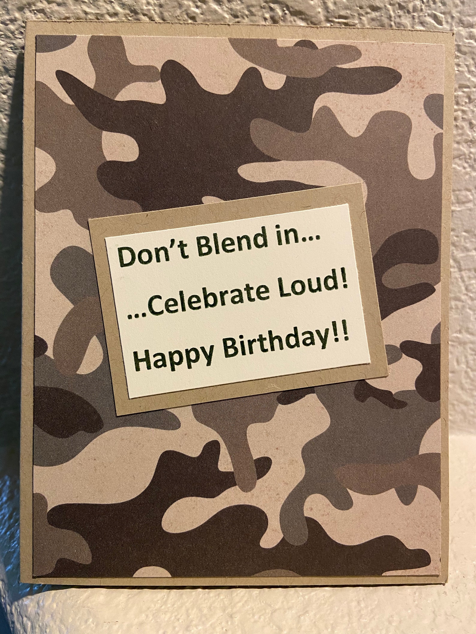 Handmade Happy Birthday Camouflage Card - Etsy
