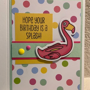 Handmade Happy Birthday Flamingo Card
