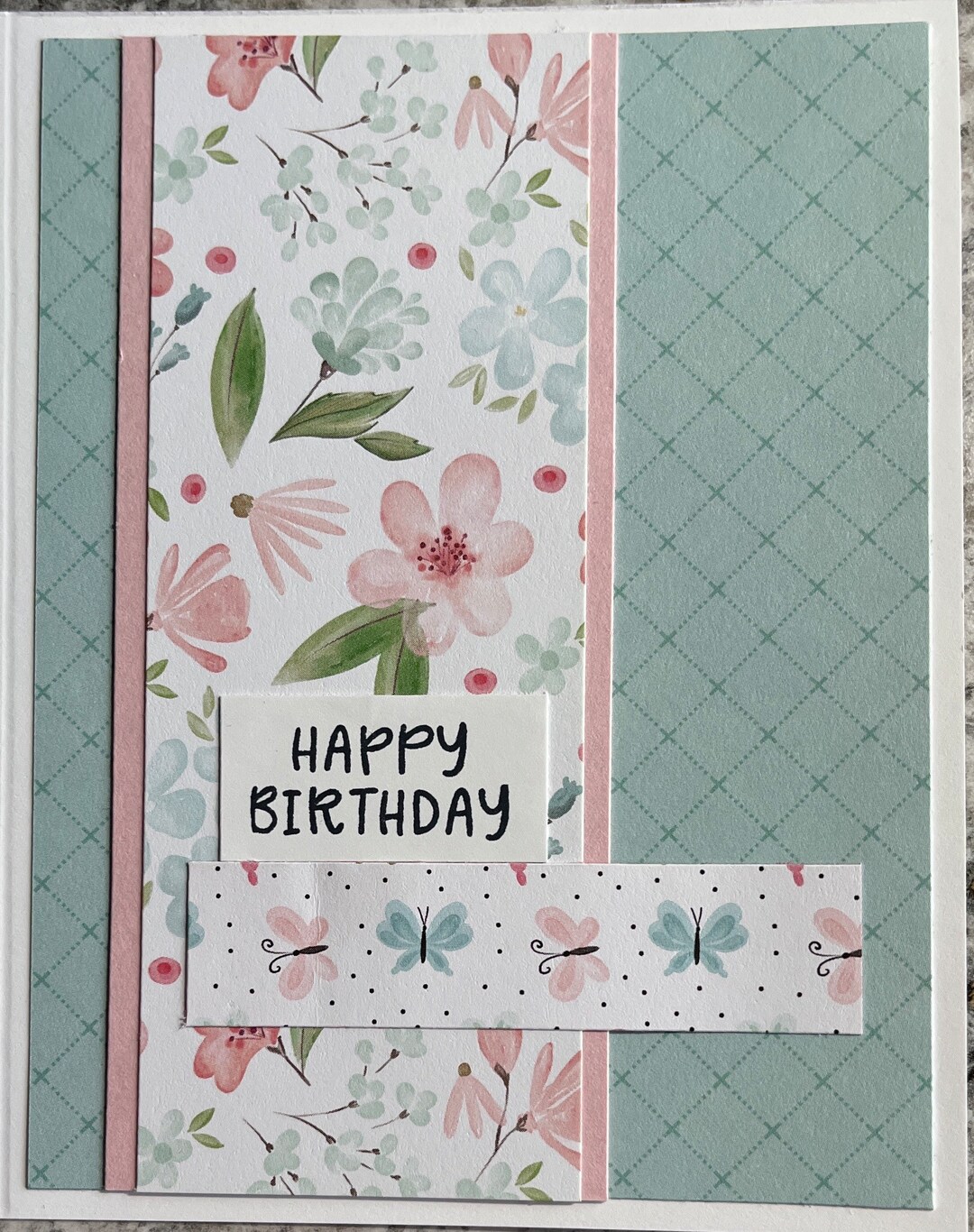 Handmade Happy Birthday Card With Flowers and Butterflies - Etsy