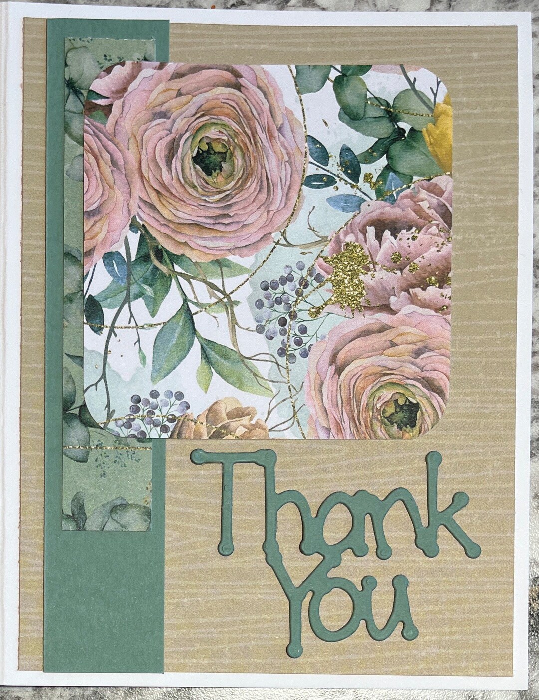 Handmade Thank You Card With Flowers - Etsy