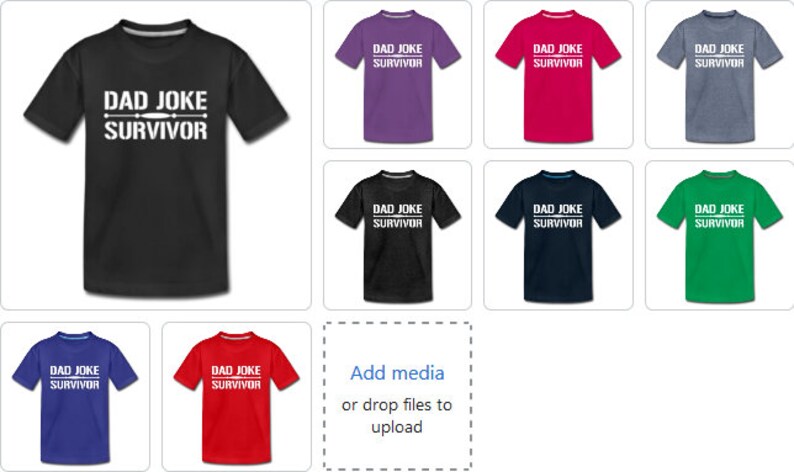Pu&ograve; includere: Una collezione di magliette a maniche corte in vari colori, tra cui nero, viola, rosso e blu. Ogni maglietta presenta la scritta bianca "DAD JOKE SURVIVOR" sul petto, rendendole una scelta di abbigliamento umoristica.