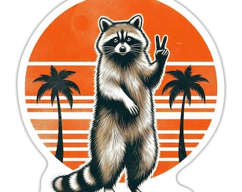 Retro Peace Raccoon Sticker