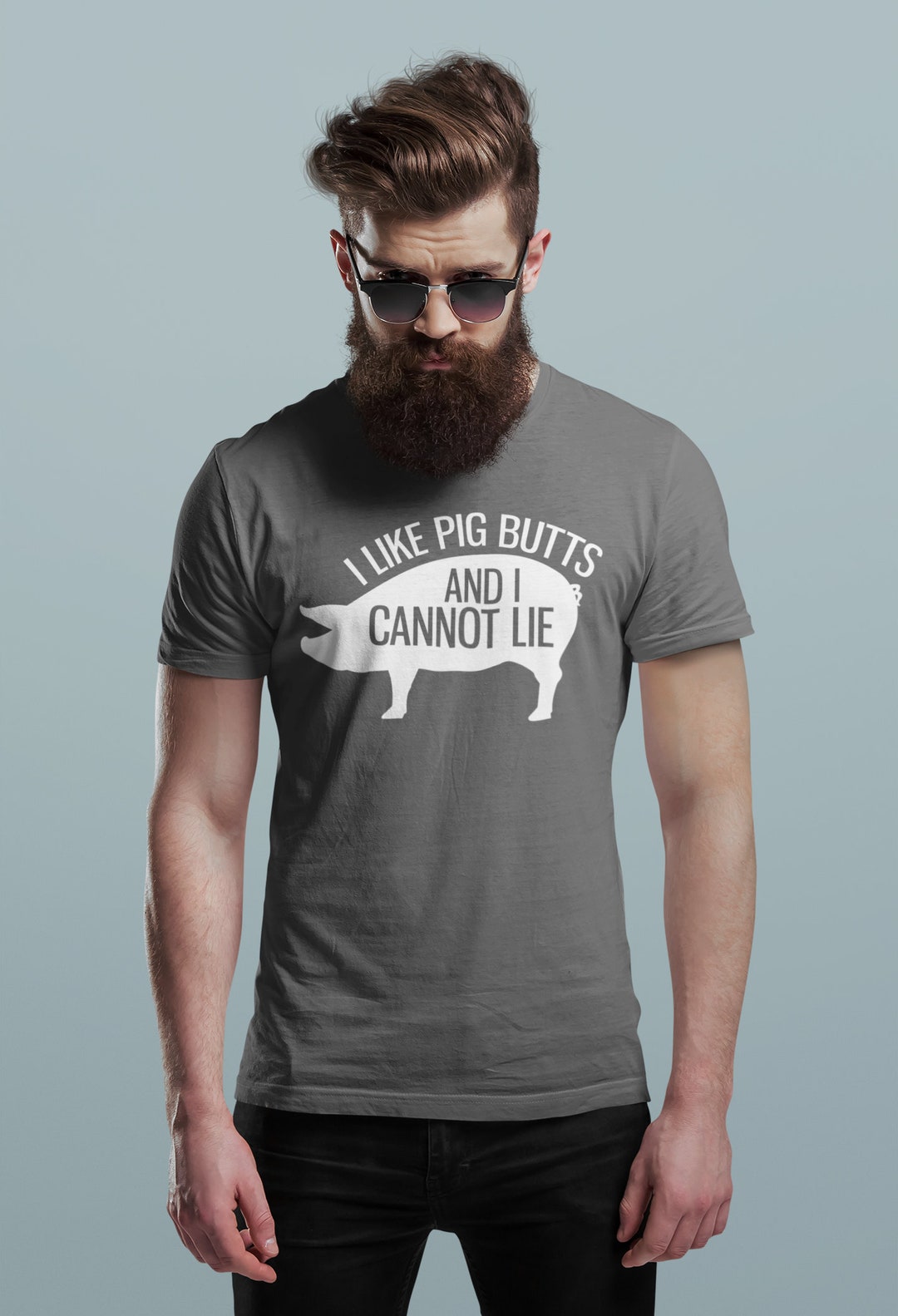 Men's Funny Bacon T-Shirt - "I Like Pig Butts And I Cannot Lie" Novelty Tee, Black, XL